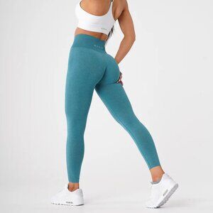 NVGTN Teal Contour Curve Seamless Leggings with Cutout Design on sides SZ Small